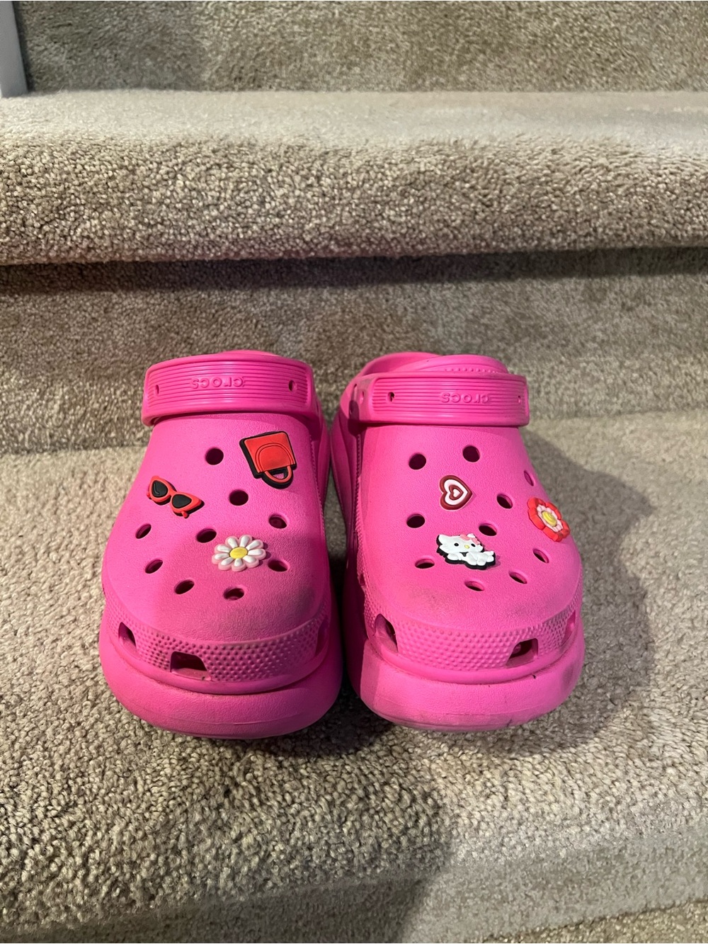 Women’s Pink Platform Crocs Shoes with Charms